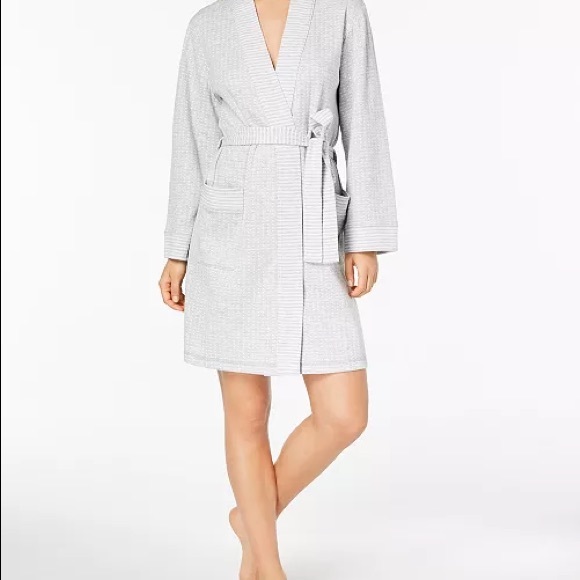 Charter Club Textured waffles Knit Short sleep Robe in Coral Pink size S NEW - Picture 1 of 6